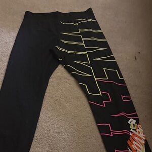 Nike Kids Black Leggings with Pink and Yellow Accents